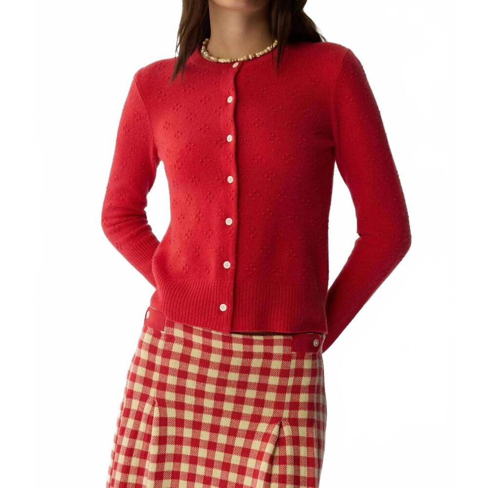 NEW GUEST IN RESIDENCE compass jane cardigan in scarlet